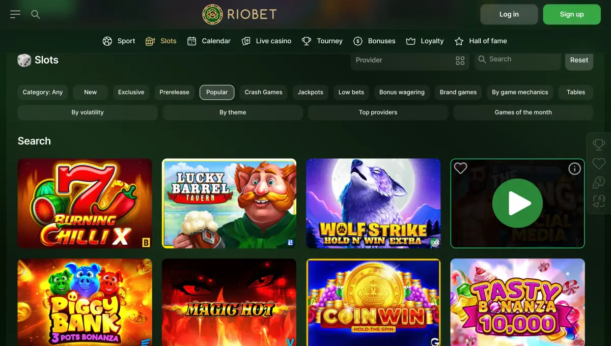 Play slots at Riobet casino